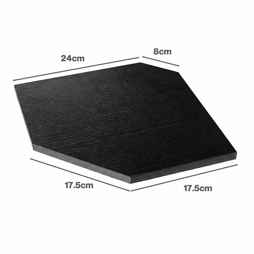 Levede 2 Pack Black Matt Wooden Floating Corner Shelves with Cable Cut Out – 4