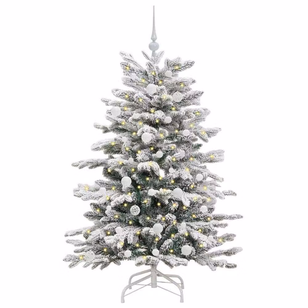 Berkfield Home Artificial Hinged Christmas Tree in White, Height: 150 cm – 3