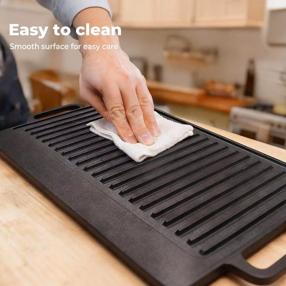 SPETLEK Toque Reversible Cast Iron Griddle Plate, Black, W: 100 cm, D: 60 cm – 4