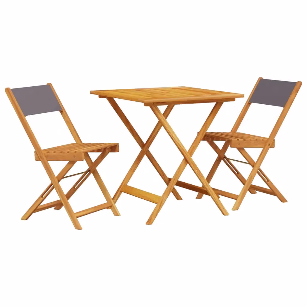 Berkfield Home 3 Piece Bistro Set in Anthracite Fabric and Black Acacia Wood – 2