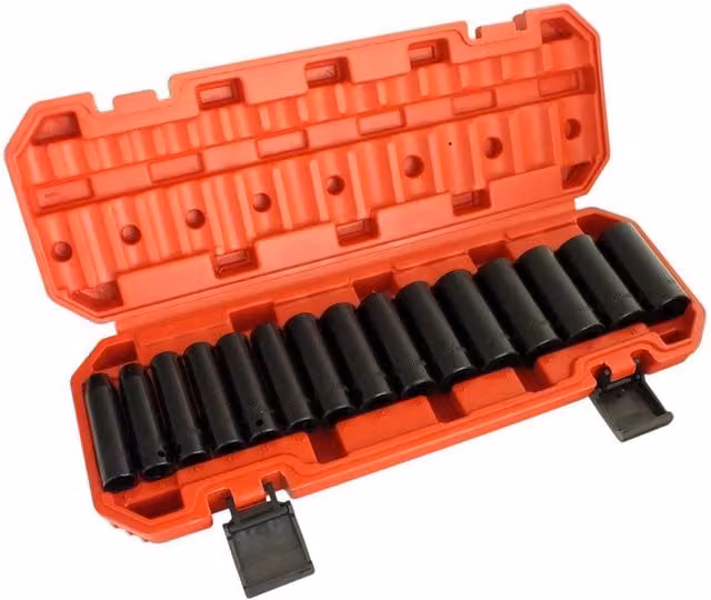 SPETLEK 15-Piece Deep Impact Socket Set, 8-22mm, Red and Black – 1