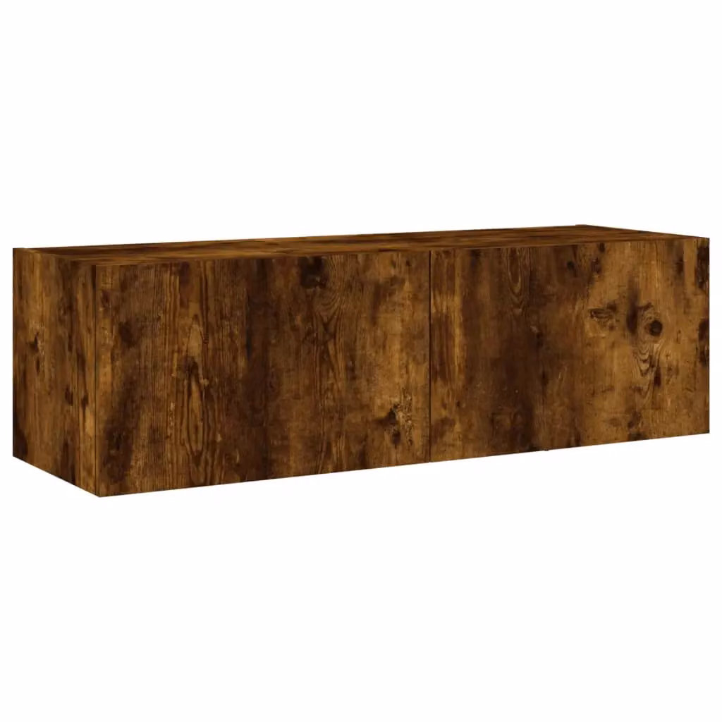Berkfield Home Modern Wall Mounted TV Cabinet with Integrated LED Lighting in Smoked Oak Brown, W/D/H: 100 x 35 x 31 cm – 3