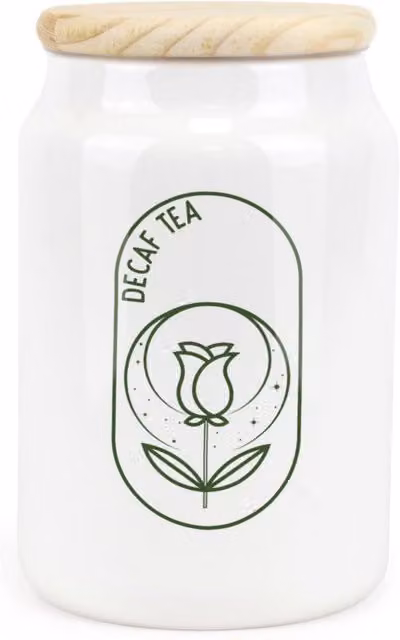 Purely Home Boho Minimalism Ceramic Decaf Tea Storage Canister - White