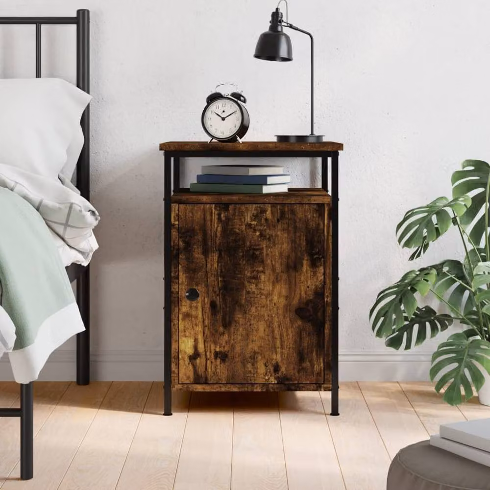 Berkfield Home Smoked Oak Bedside Cabinet in Brown, W/D/H: 40 x 42 x 60 cm – 2