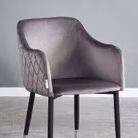 Life Interiors Set of 2 Verona Grey Velvet Dining Chairs with Quilted Back and Silver End Caps – 2