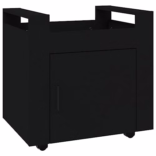 vidaXL Black Desk Trolley in Engineered Wood with Castors, W/D/H: 60 x 45 x 60 cm