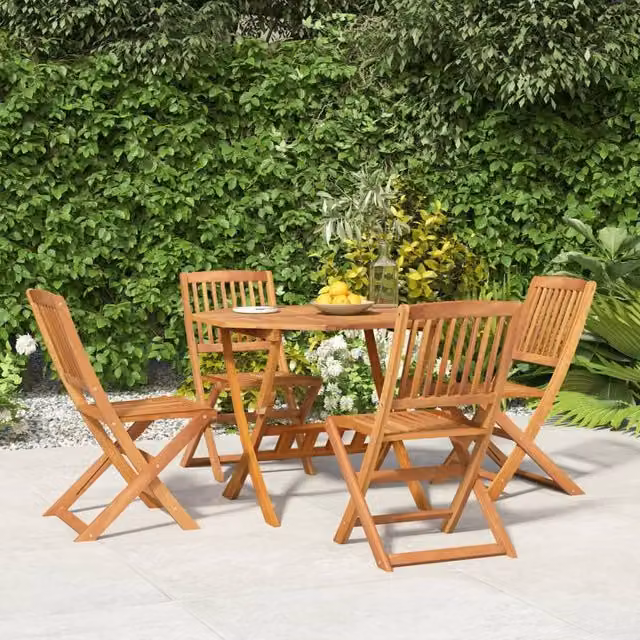 Berkfield Home 5 Piece Garden Dining Set in Brown Solid Acacia Wood