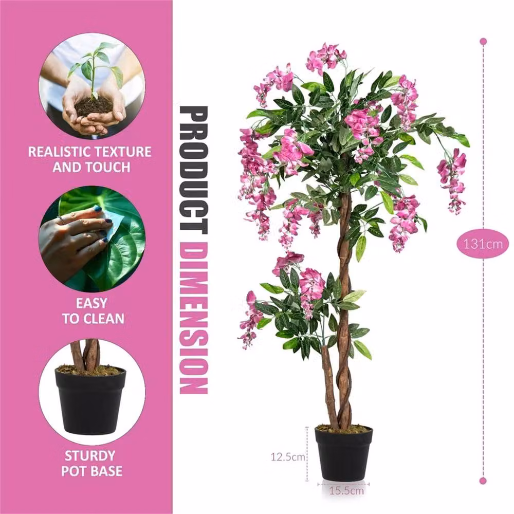 EONLION Pink Artificial Faux Floral Tree, Height: 100 cm – 2