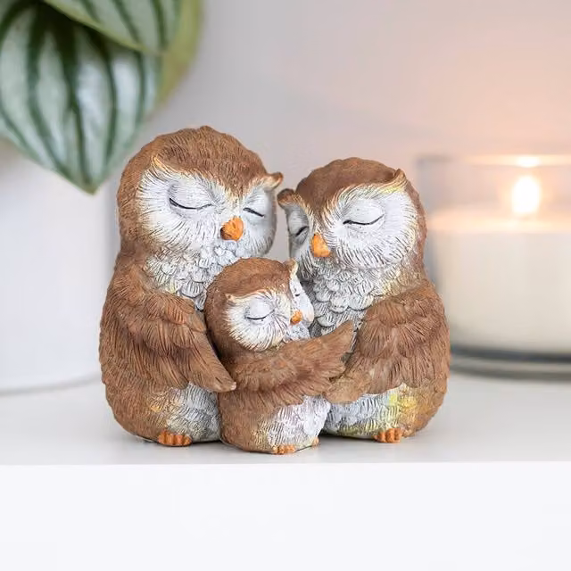 Uniqueful Be Together Owl Family Ornament in Brown