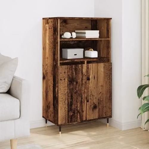 vidaXL Highboard in Old Wood Brown, Engineered Wood with Hinged Doors and Internal Shelves, W: 60 cm, D: 36 cm, H: 110 cm – 2