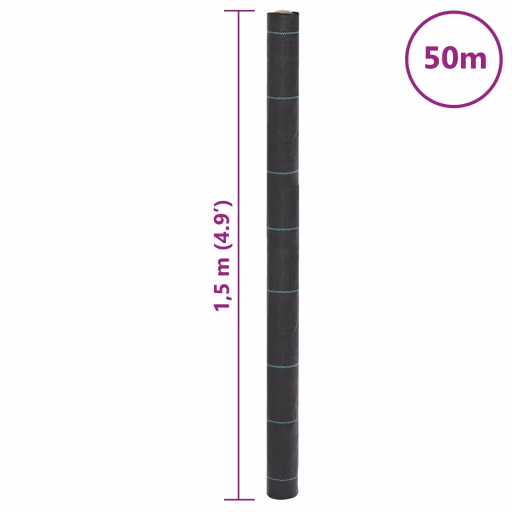 Berkfield Home Black Plastic Weed Membrane 1.5 x 50 m – 4