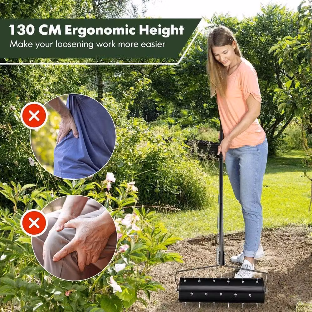 NESTLUNE Manual Lawn Aerator for Soil Loosening, Black – 5