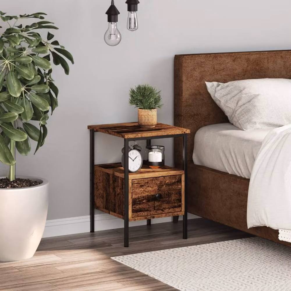 Berkfield Home Durable Bedside Cabinet in Brown Old Wood, W/D/H: 34 x 36 x 50 cm – 2