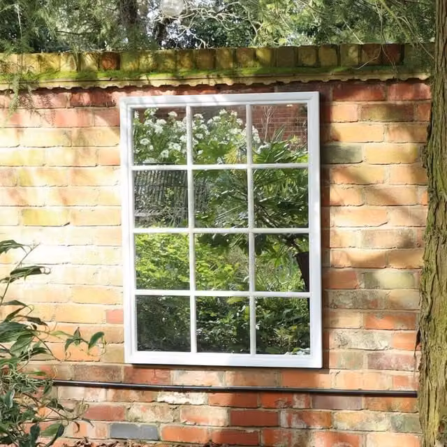 Melody Maison Large White Window Wall Mirror, W: 130 cm, H: 95 cm – 1