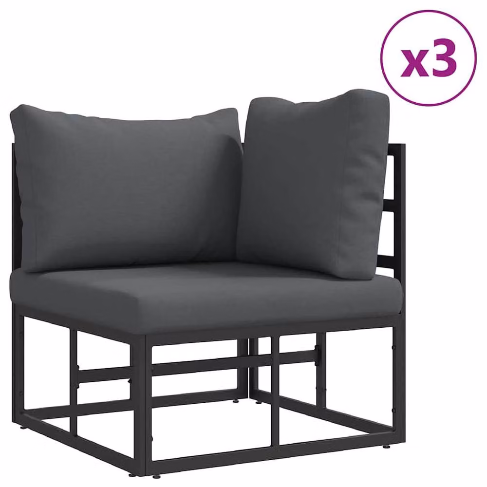 Berkfield Home 12 Piece Modern Garden Sofa Set with Black Powder Coated Aluminium Frame and Upholstered Cushions – 3