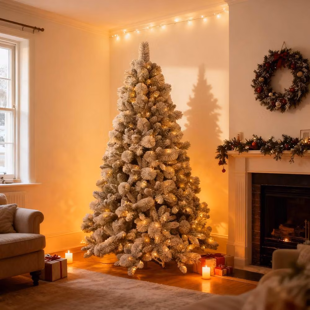 Shatchi 8ft Helsinki Christmas Tree in Green with Warm White LEDs – 2