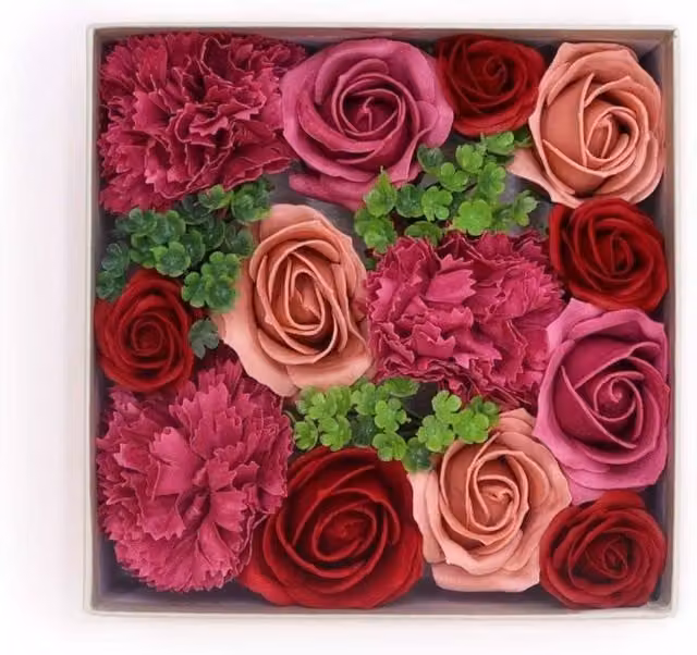 KDMD Square Box Vintage Roses Multicolour Floral Paper Tabletop Decoration