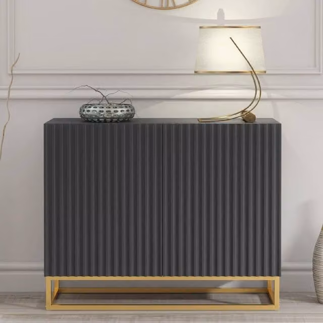 Creative Furniture Ripple Sideboard in Dark Grey with Fluted Doors, W/D/H: 100 x 35 x 80 cm – 1