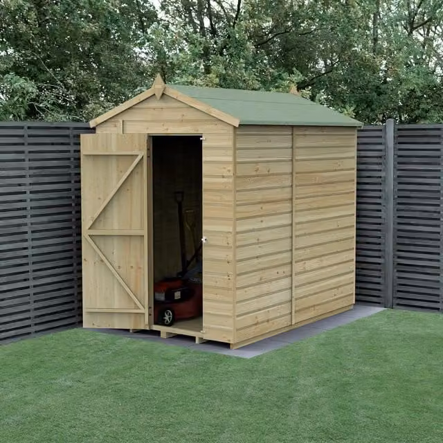 Beckwood Apex Wood Garden Shed with Window in Brown, W: 152.4 cm x D: 213.36 cm