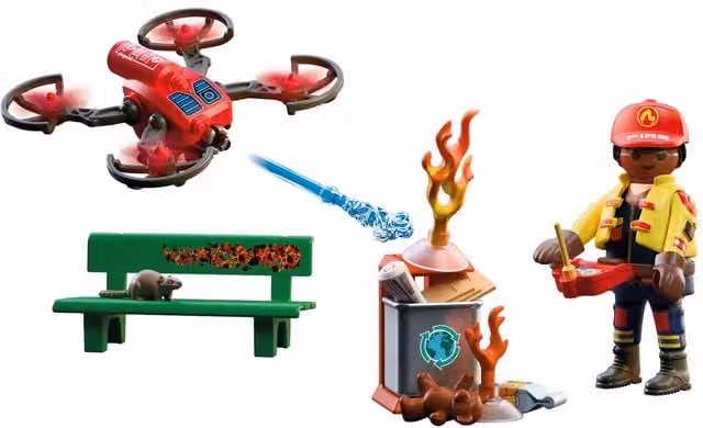 Playmobil Firefighting Drone Playset in Red