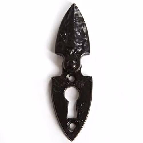 Hammer and Tongs Arrowhead Escutcheon Plate with Cover, Black Matt Iron, Pack of 2, W: 3.0 cm, H: 5.5 cm – 4
