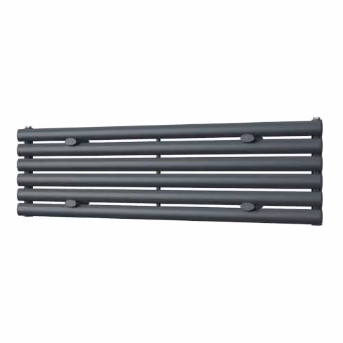 UK Radiators Omeara Axis Anthracite Elliptical Tube Horizontal Designer Radiator, W: 1200 cm, H: 34.8 cm – 2