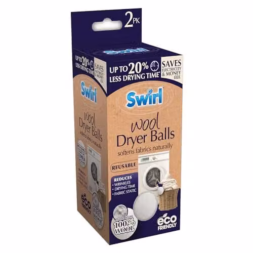 Swirl White Wool Fabric Softening Tumble Dryer Balls, 2 Pack – 2