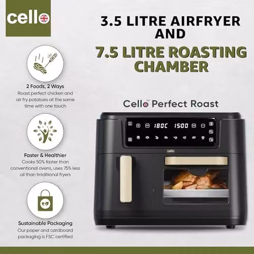 Cello 11 Litre Dual Zone Digital Air Fryer and Oven in Black – 2