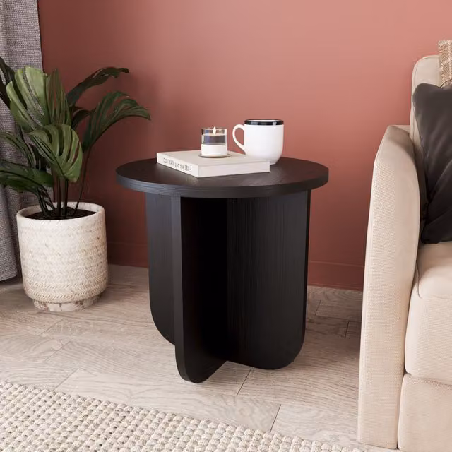 Bimossa Beca Small Round End Table in Black Matt Wood Finish W/D/H: 40 x 40 x 40 cm