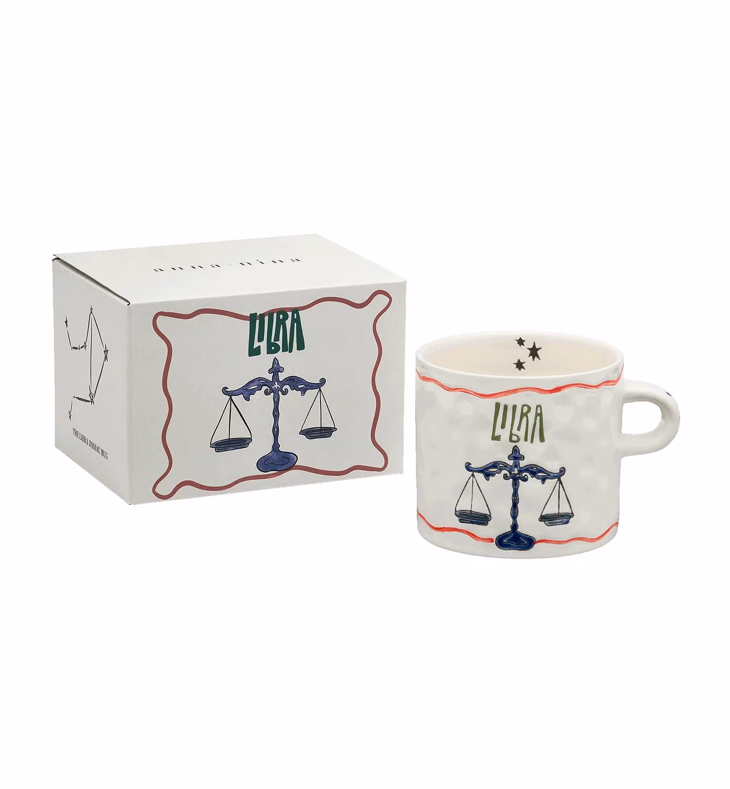 Anna + Nina Zodiac Libra Stoneware Tea Mug, White, 500 ml