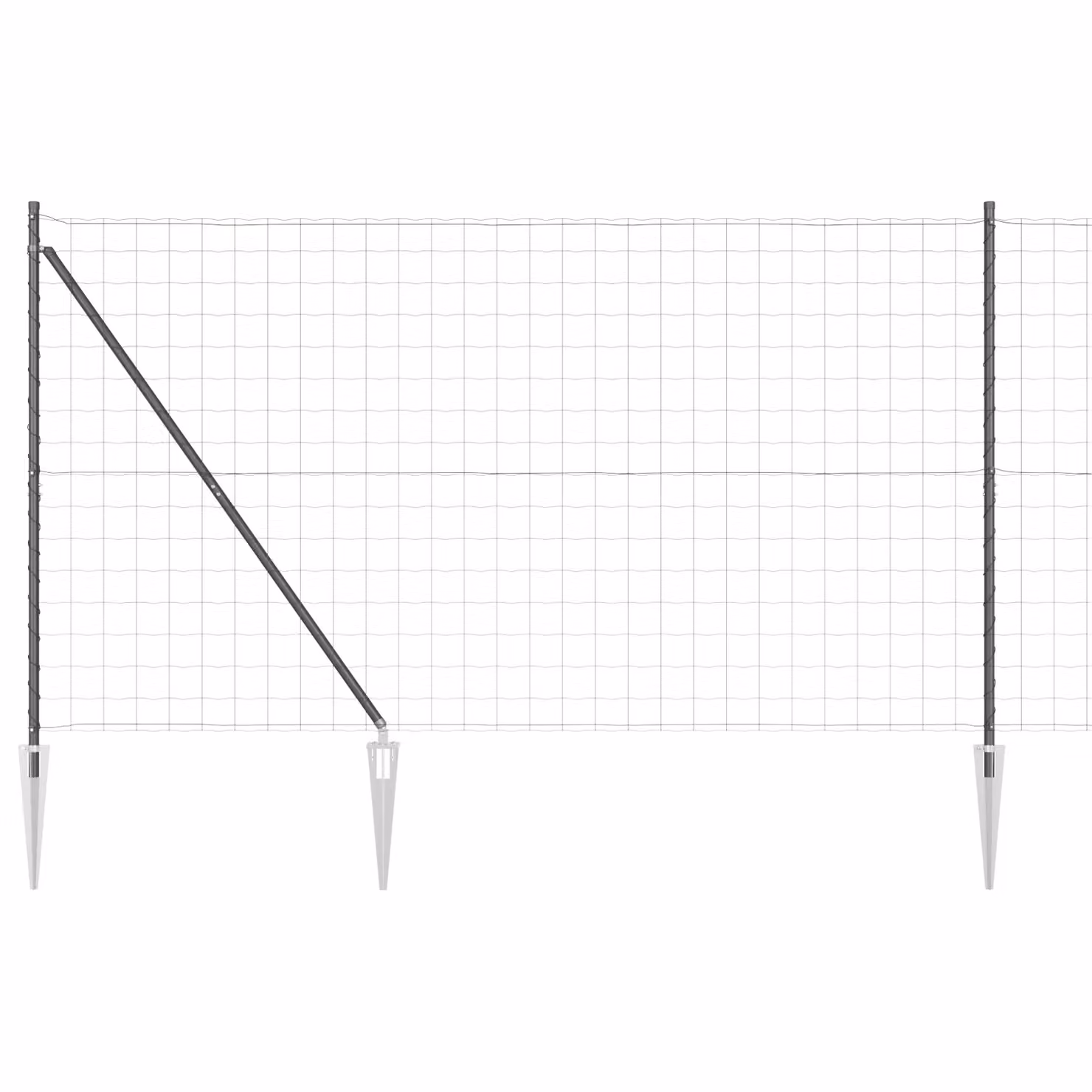 Berkfield Home Euro Fence with 7 Spike Posts, Galvanised Steel, Grey/Silver, W: 10 m, H: 1.6 m – 2
