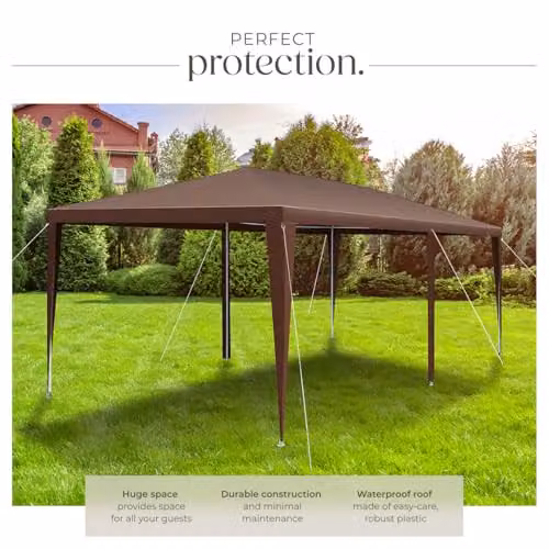 tectake Alpine Hut Design Garden Gazebo in Brown with Removable Side Panels and Windows, W/D/H: 600 x 300 x 250 cm – 3