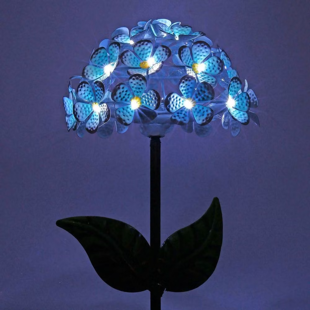 VOGREX Blue 26 LED Solar Hydrangea Garden Stake Light with Dusk Sensor and Ground Spike – 2