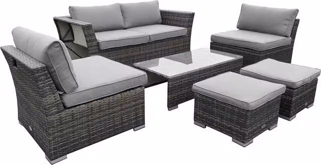 Charles Bentley St Tropez Rattan Lounge Set in Grey