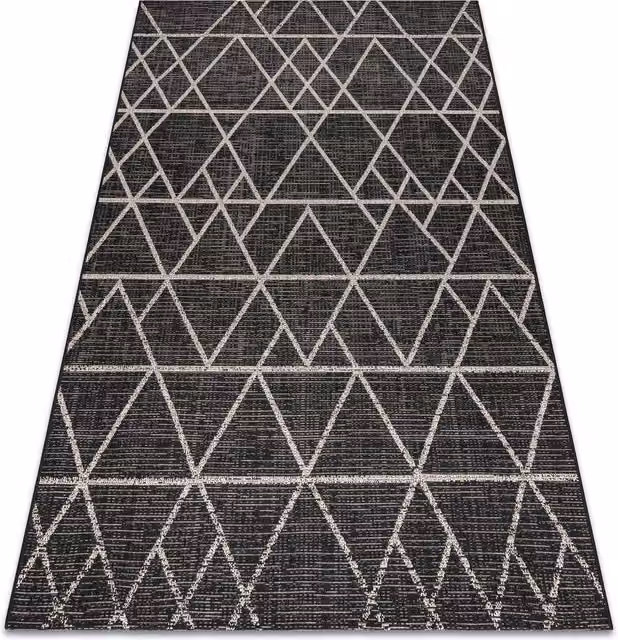 RugsX Floorlux Modern Rectangular Rug in Black, W: 60 cm, L: 110 cm