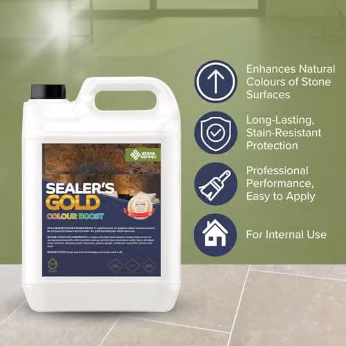 StoneCare4u Essential Sealers Gold Colour Boost Internal Floor and Tile Sealer, 2.5 l – 2