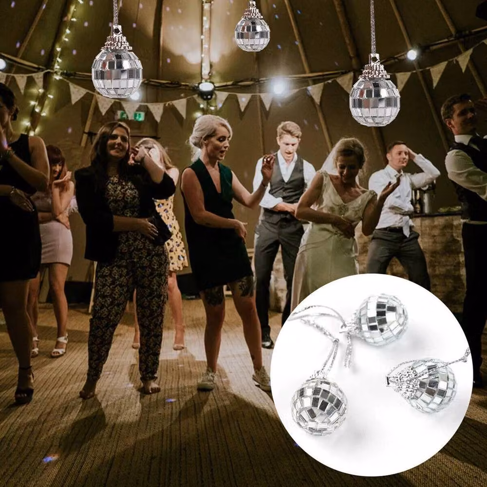 SPETLEK 36-Piece Silver Mirror Disco Hanging Balls, Round Geometric Party Decorations, W/D/H: 100 x 60 cm – 3