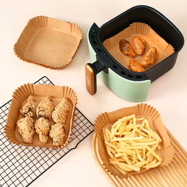 Home Source Non Stick Disposable Air Fryer Liners, Brown, 50 Pack