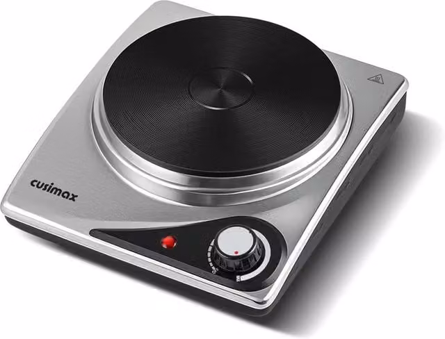 Cusimax Silver 1500W Portable Single Cast Iron Hot Plate with Analog Dials, Diameter: 33 cm