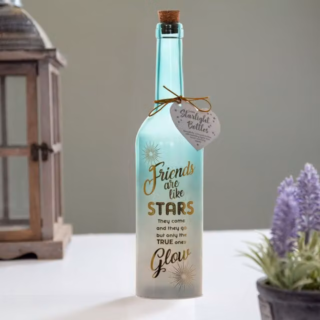 Boxer Gifts Friends Are Like Stars Light-Up LED Starlight Bottle in Blue and Gold, W/D/H: 7.37 x 7.37 x 29.72 cm – 1