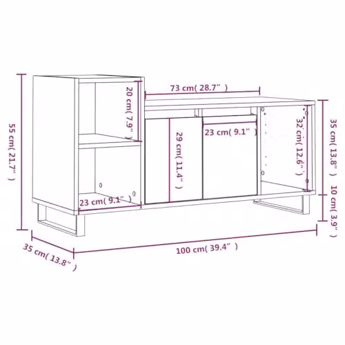 vidaXL Modern TV Cabinet in Brown, W/D/H: 100 x 35 x 55 cm – 3