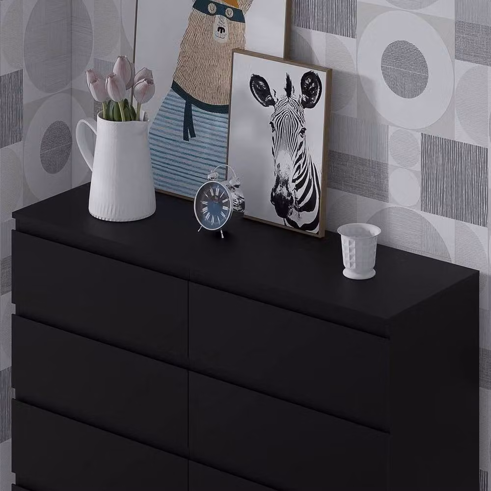 KORVIXA Modern 8 Drawer Chest and Sideboard in Matt Black, W/D/H: 100 x 100 x 100 cm – 5