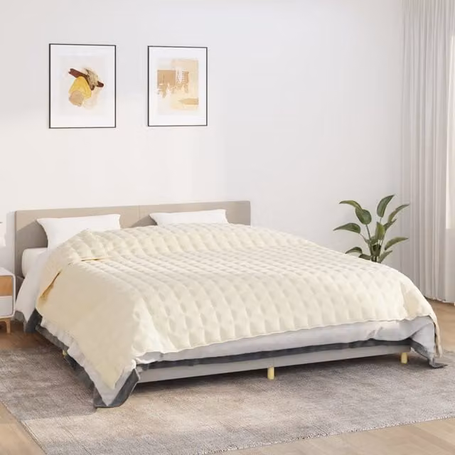 Berkfield Home Weighted Blanket in Beige, W: 220 cm, D: 260 cm, 11 kg