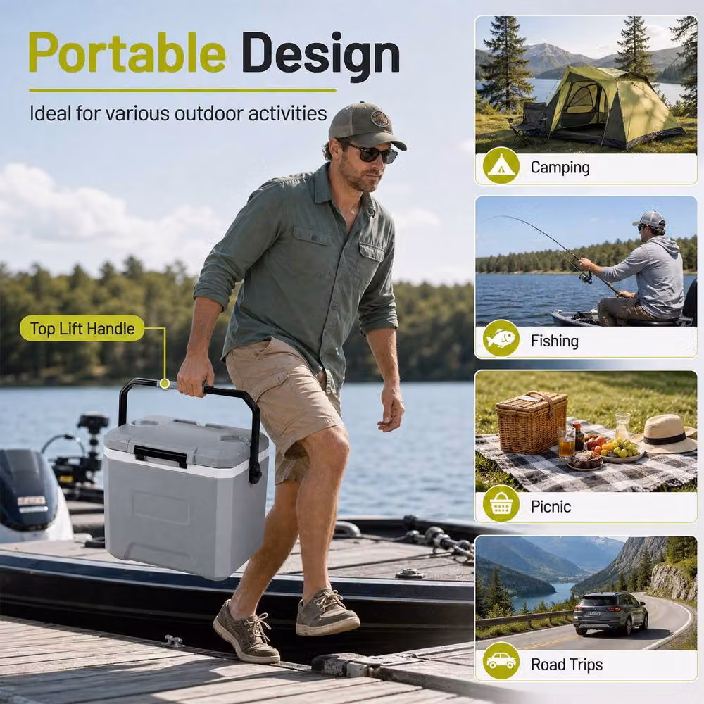 Costway 16 L Portable Leakproof Cooler in Grey – 4