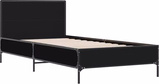 Berkfield Home Durable Single Bed Frame in Black, W/D/H: 90 x 190 cm