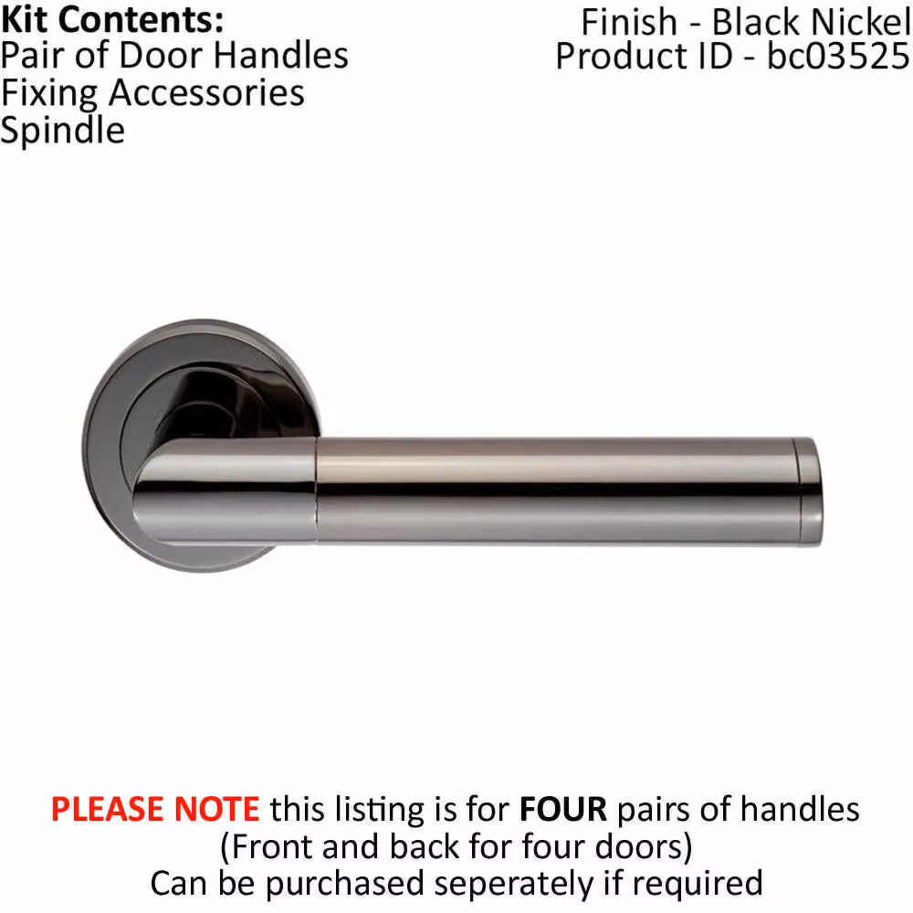 Loops 4x Pair Sectional Round Bar Handles with Round Rose in Black Nickel Finish – 2