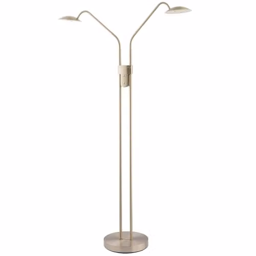 Happy Homewares Double Arm LED Floor Lamp in Silver with Dimmable Colour Control and Adjustable Arms, Height: 160 cm, Width: 25 cm – 1