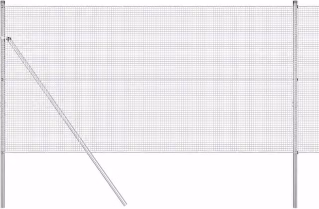 Berkfield Home Galvanised Steel Welded Wire Fence with 13 Posts, Silver, W: 25 m, H: 1.4 m – 1