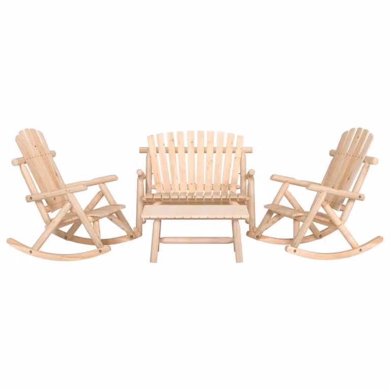 Berkfield Home 4 Piece Solid Wood Spruce Garden Lounge Set in Brown