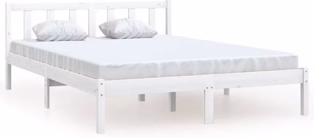 Berkfield Home White Solid Pinewood Bed Frame, W/D/H: 120 x 200 x 69.5 cm
